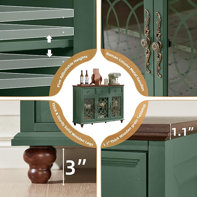 Joaxswe Farmhouse Sideboard Buffet Cabinet Set of 2 - Image 6