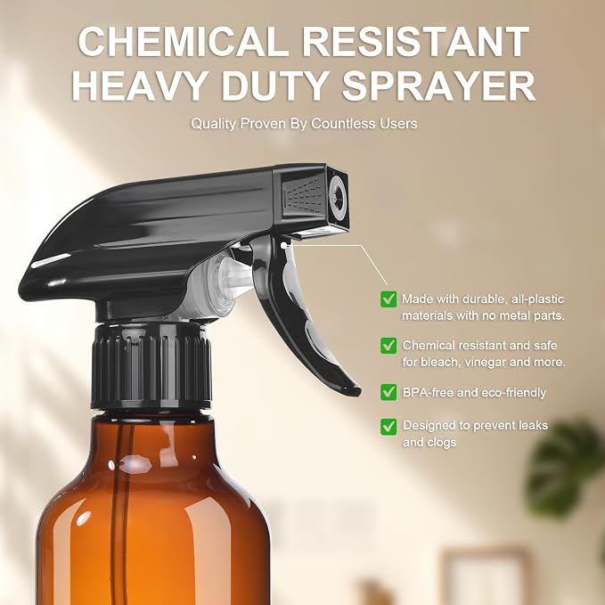 Uineko Spray Bottles 2-Pack, 10 Oz, Mist & Stream, Heavy Duty Spraying Empty - Image 2