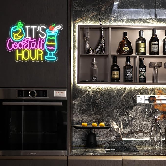 Cocktail Neon Sign It's Cocktail Hour Neon Light USB Dimmable LED Beer Signs - Image 7