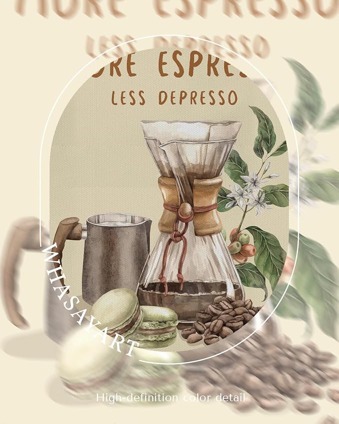 MORE ESPRESSO LESS DEPRESSO Quote Coffee Maker Framed Wall Art, 12x16 Inch - Image 6