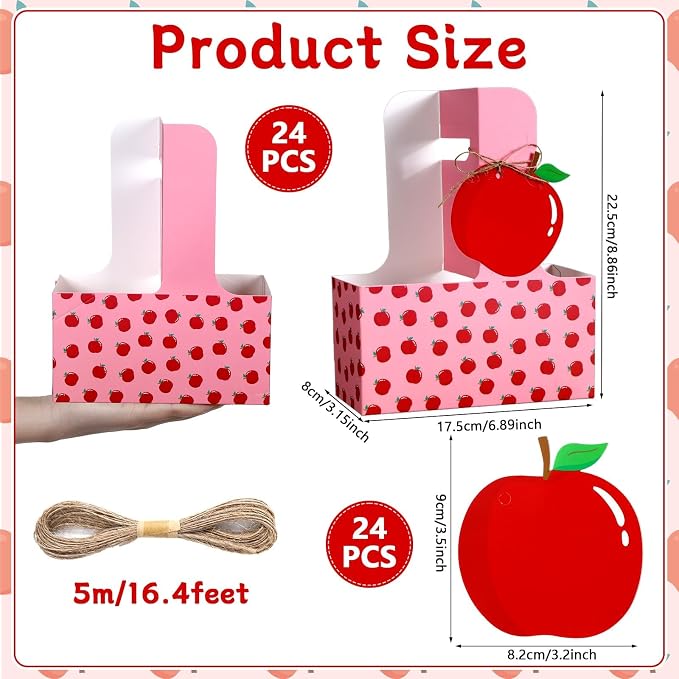 24 Set Teacher Appreciation Gifts Apple 2 Cup Drink Carrier - Image 2