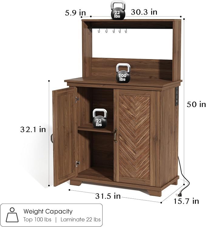 JOINICE Farmhouse Coffee Bar Cabinet - Image 2