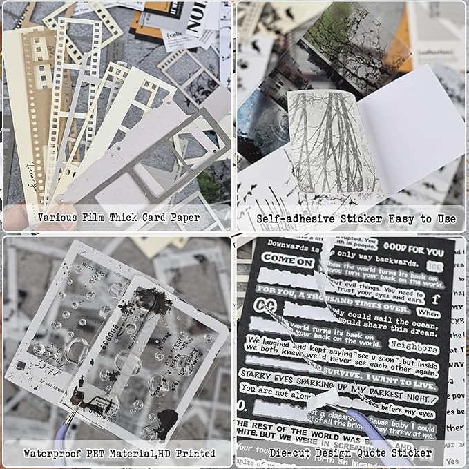 Diuhofart Vintage Scrapbook Supplies Kit, Scrap Booking Materials, Quote - Image 3