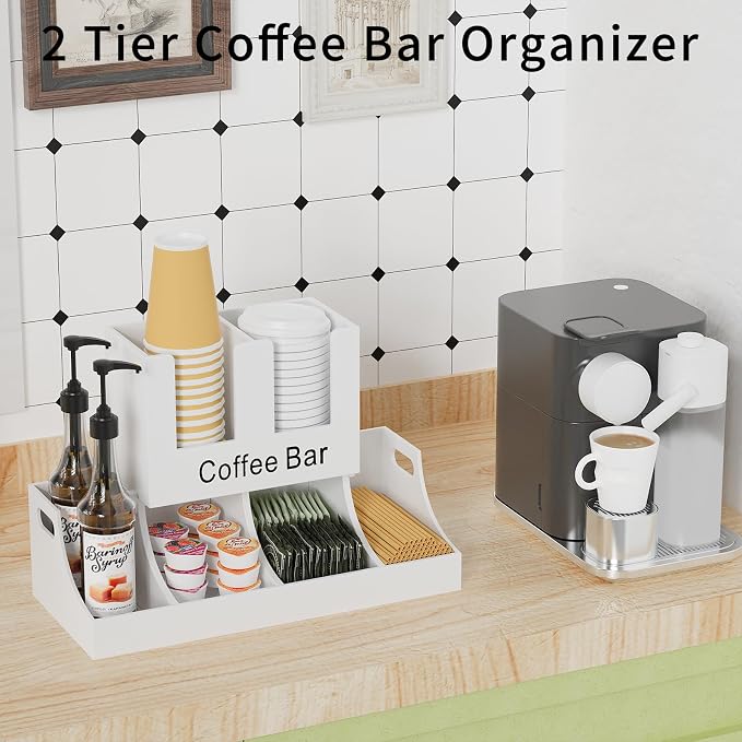 Coffee Station Organizer, Wooden Coffee Bar Organizer - Image 5