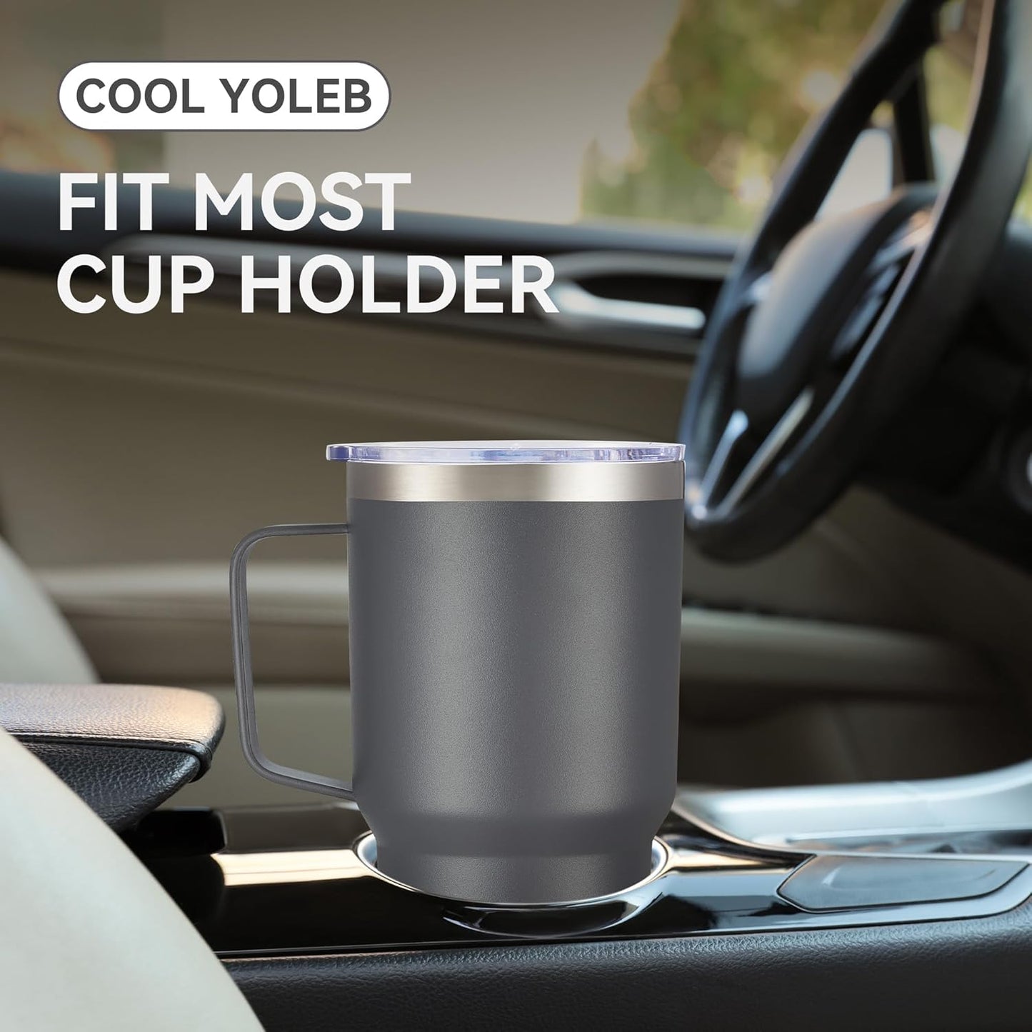 30 oz Tumbler with Handle and Lid, Stainless Steel Tumblers Bulk Double Wall Vacuum Insulated Travel Mug Leak Proof Cup Keep Drinks Cold and Hot Grey, 4 Pack
