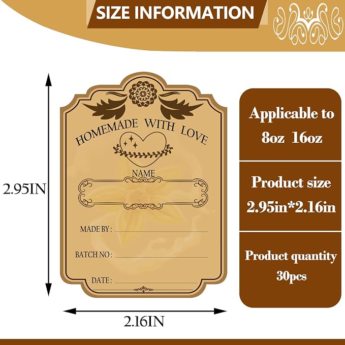 30PCS Beautifully Designed Bottle DIY Stickers, Vintage Labels - Image 2