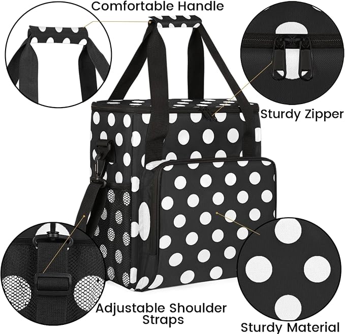 Black And White Polka Dots Coffee Maker Carring Bag, Large Insulated Storage - Image 6