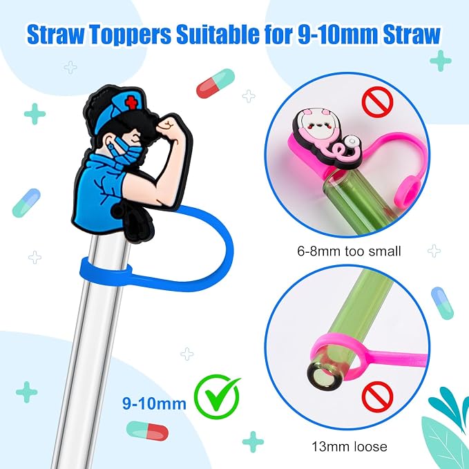 24 Pcs Nurse Straw Toppers, 9-10mm Silicone Nursing Straw Covers - Image 4