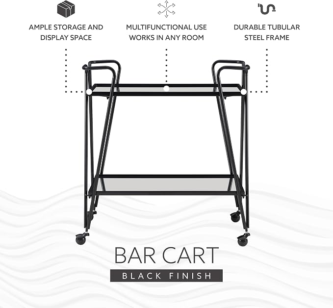 Linon Gina Black Mid Century Bar Cart - Image 15