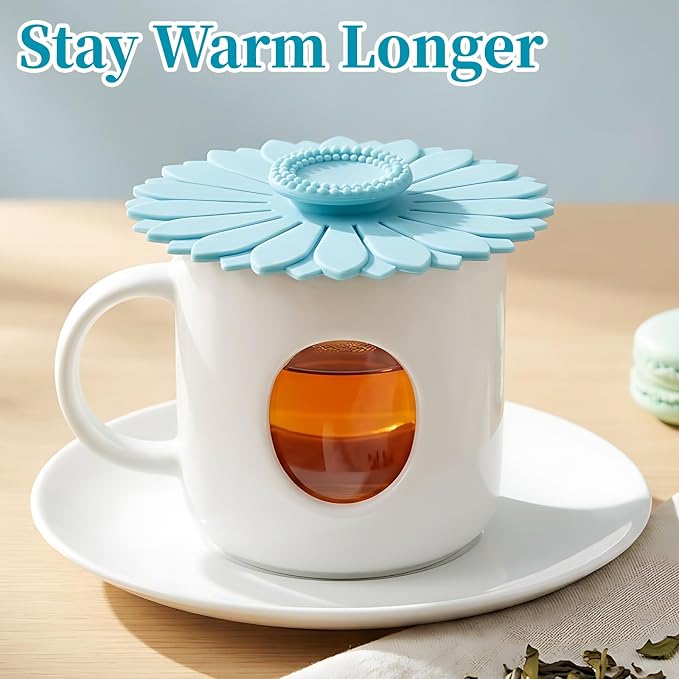4 Pcs Sunflower Shape Silicone Cup Covers - Image 4