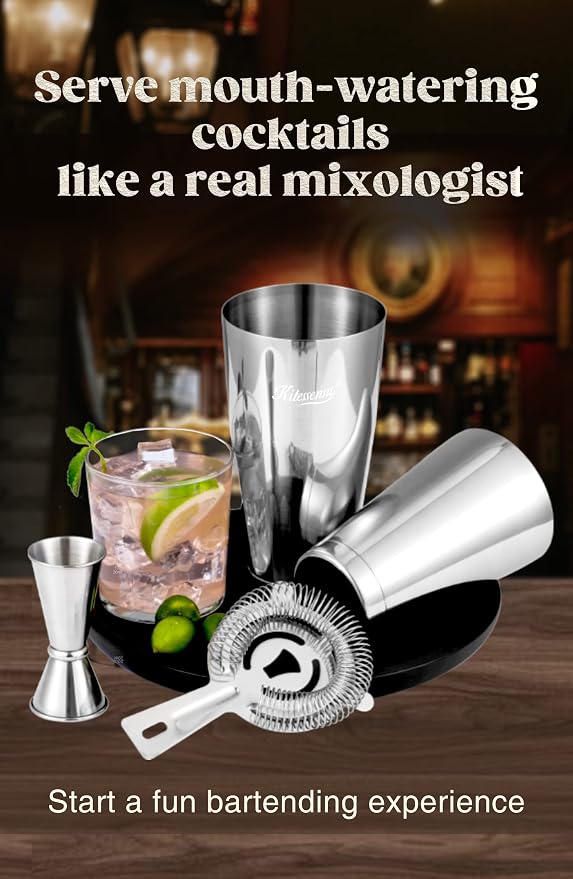 KITESSENSU Boston Cocktail Shaker Set, 4-Piece Boston Shaker Tins Bartender Kit - Image 4