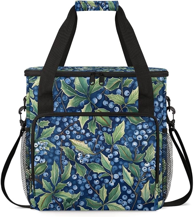 Summer Blueberries Print Coffee Maker Travel Bag, Portable Storage Tote Bag by Cmizedevise