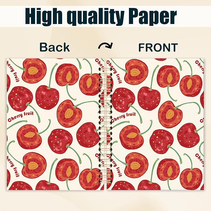 kunlisa Red Cherry Spiral Notebook Journal 5.5x8.3, Cherry Gifts - Image 6