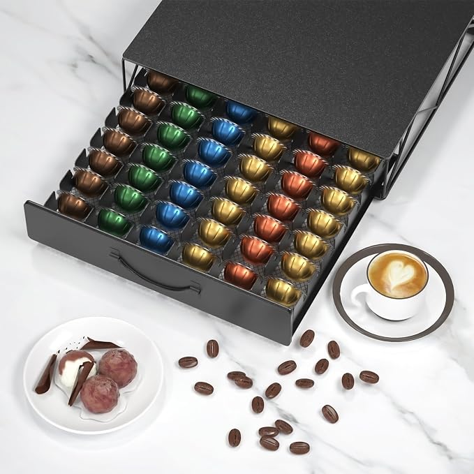 HFHOME Coffee Pod Drawer, 48 Vertuoline Coffee Pods Holder, Pods Storage Drawer - Image 4