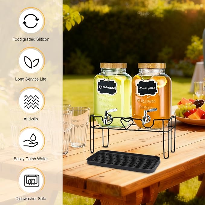2 Pack Drip Tray for Drink Dispenser, Silicone Drip Pan Compatible - Image 2