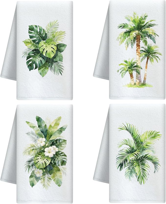 CUTHOLLOW Tree and Leaves Decorative Kitchen Towels Set of 4, 15.74"x23.62" by CUTHOLLOW