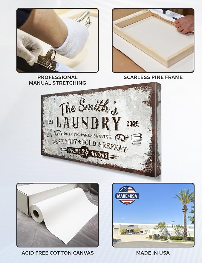IPIC - Personalized Laundry Room Sign, Custom Large Canvas Wall Art - Image 5
