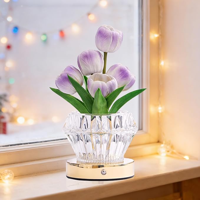 Artificial Purple Tulip Flower Lamp Night Light - Image 2