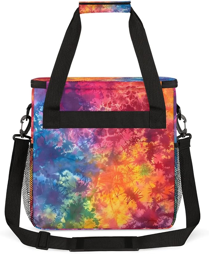 Tie Dye Rainbow Colorful Abstract Coffee Maker Carring Bag, Large Insulated - Image 5