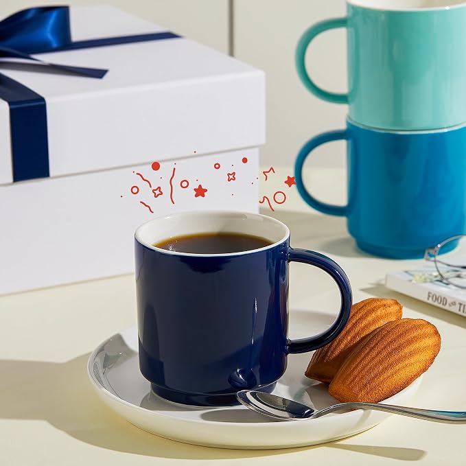 Sweese Stackable Coffee Mugs - 10 Oz Porcelain Cups - Image 6