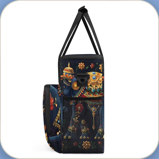 Elephant Bohemian Floral Coffee Maker Carring Bag, Large Insulated Storage - Image 4