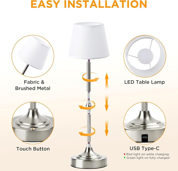 LUTEC Cordless Table Lamp, Battery Operated Lamp - Image 5