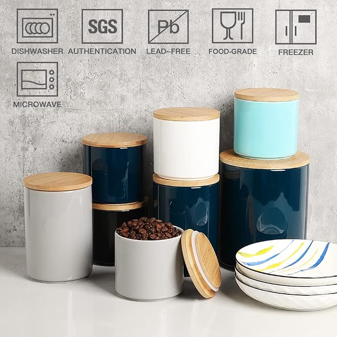 Sweejar Kitchen Canisters Ceramic Food Storage Jar Set, Stackable Containers - Image 2