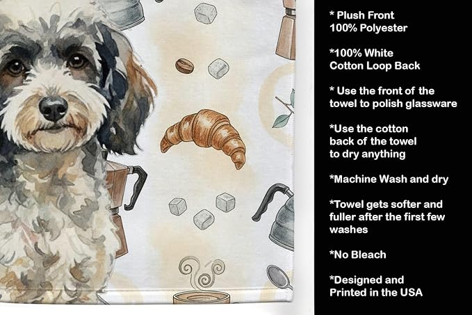 Caroline's Treasures Toy Parti Poodle Coffee Bar Kitchen Towel Velour Plush - Image 4