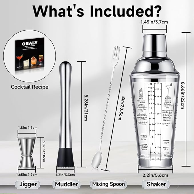 Glass Cocktail Shaker Stainless Steel Leak-Proof Lid Boston Shaker Martini - Image 4