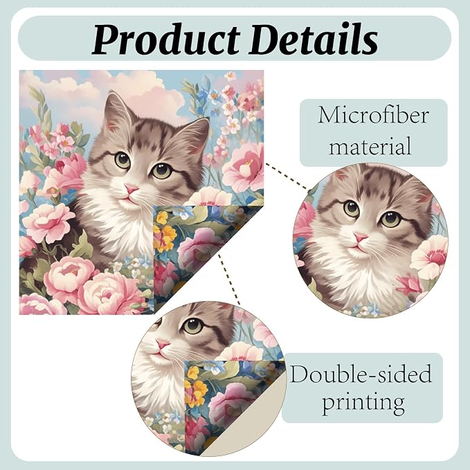 CREATCABIN 6Pcs Cleaning Cloth for Eyeglasses Microfiber Cleaning Cloth Cat - Image 3