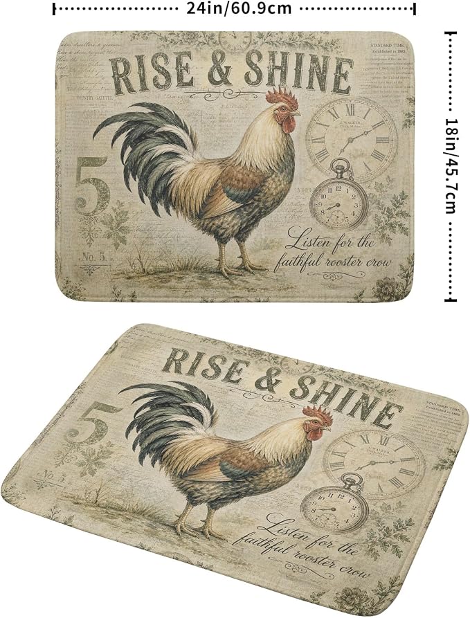 Farmhouse Rooster Dish Drying Mat 18 x 24 Inch - Image 2