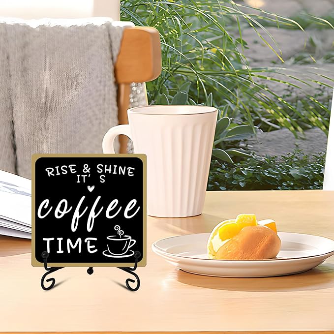 Wooden Coffee Bar Sign Coffee Bar Decor, Coffee Bar Decorations Black and White - Image 5