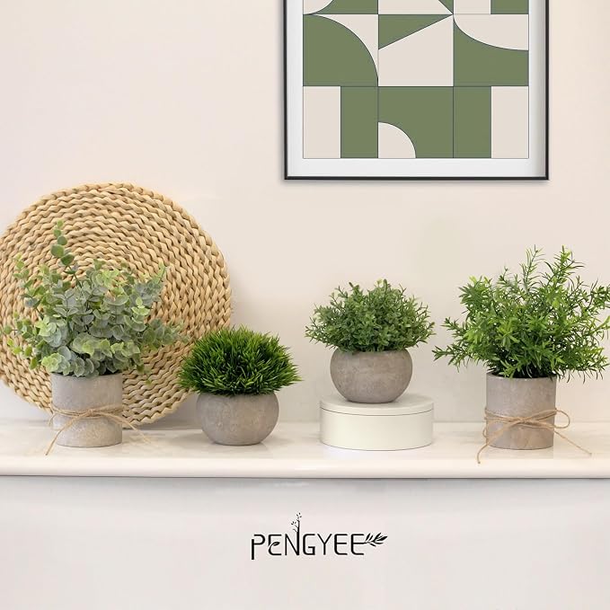 4 Pack Small Fake Plants in Pulp Pot - Image 6