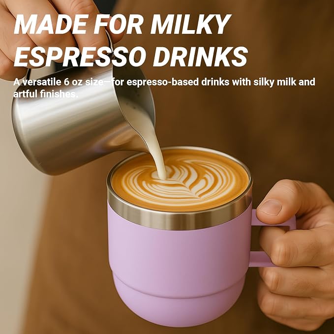 6 oz Small Espresso Mug with Handle, Ceramic-Lined 18/8 Stainless Steel - Image 8