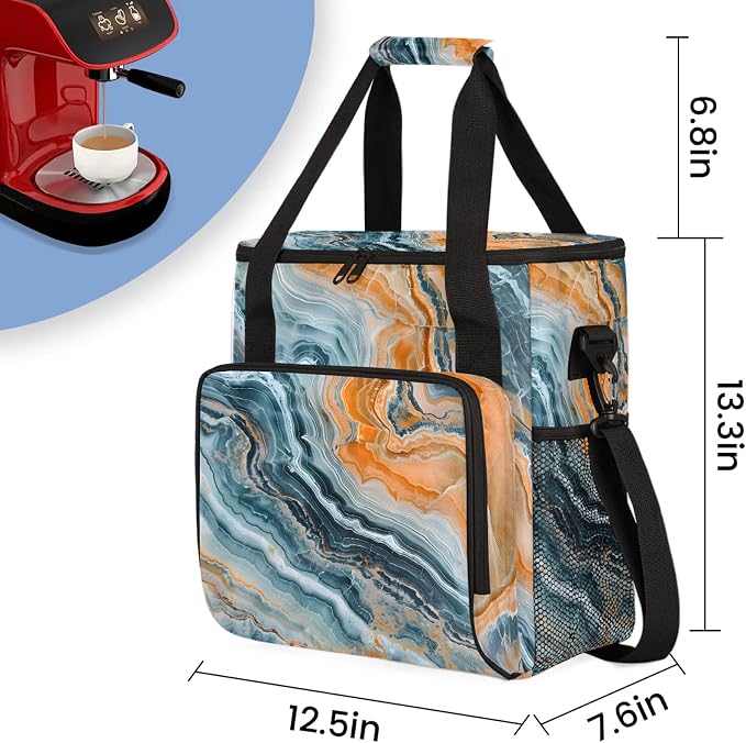 Marble Abstract Coffee Maker Carring Bag, Large Insulated Storage Organizer - Image 2