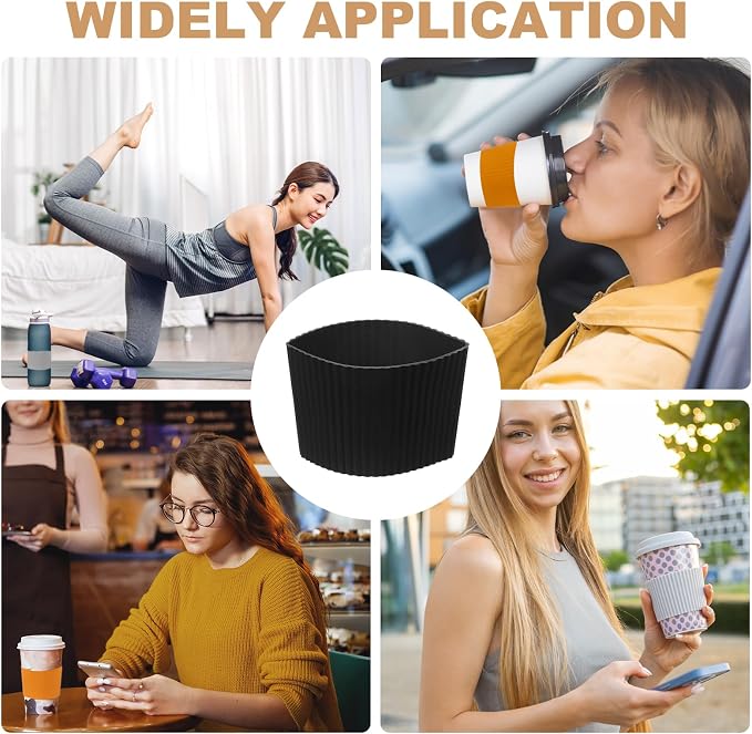 uxcell 6Pack Coffee Cup Sleeves, Reusable Silicone Heat Resistant Cup - Image 6