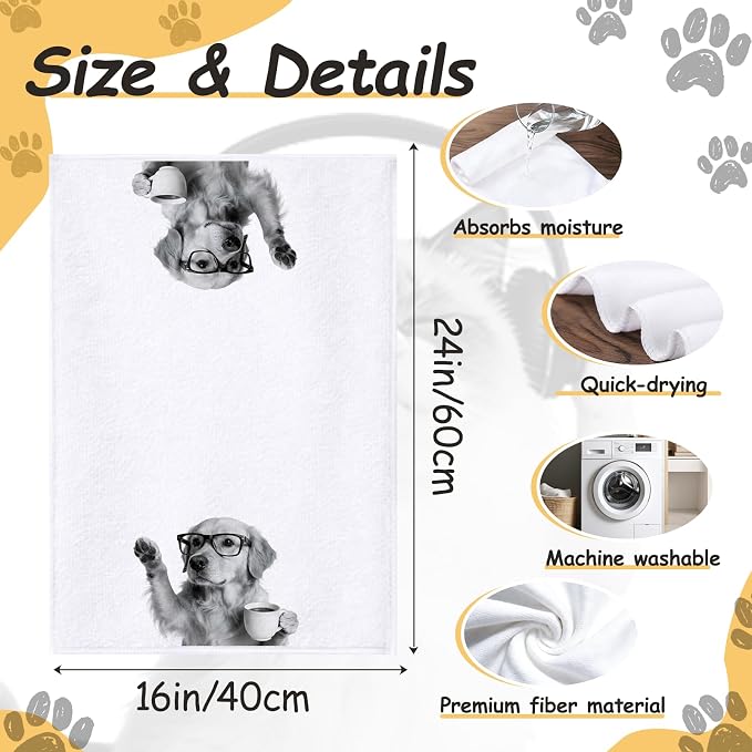 Funny Golden Retriever Owners Kitchen Towels Set of 4 - Image 3