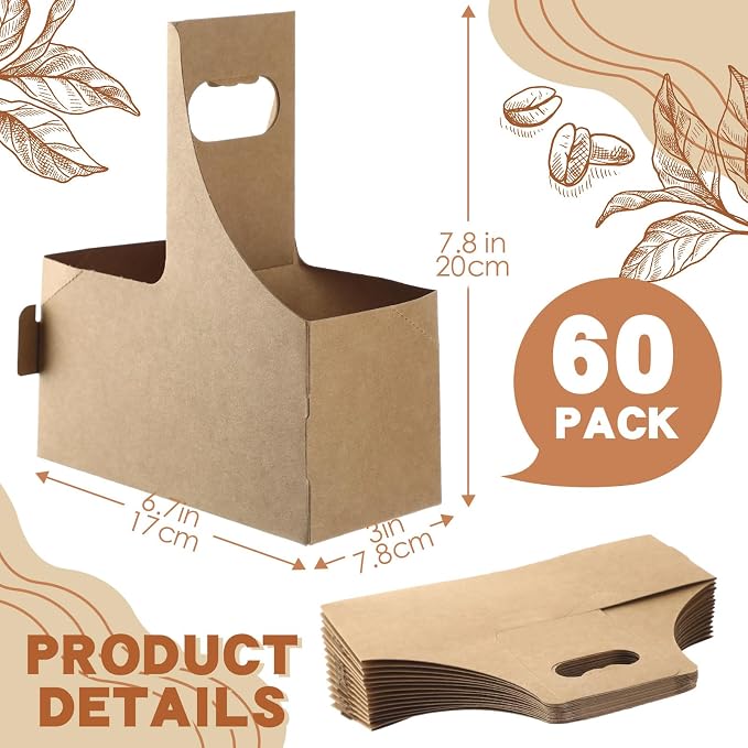 Dunzoom Brown 60 Pcs 2 Cups Drink Carrier - Image 2