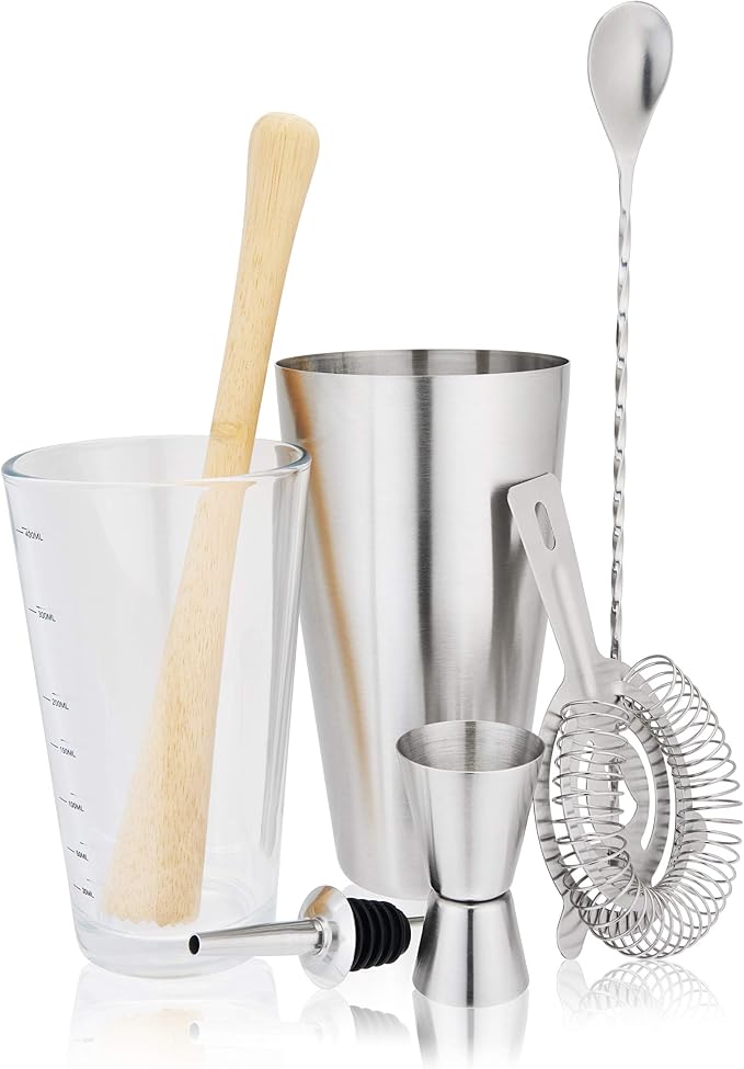 True 7-Piece Barware Set for Mixed Drinks and Cold Brew Cocktails, Includes by True