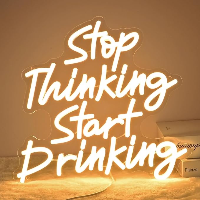 Planzo Stop Thinking Start Drinking Neon Light Beer Bar Sign - Image 8