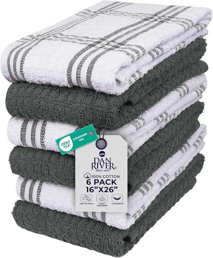 DAN RIVER Premium Grey Kitchen Towels by DanRiver