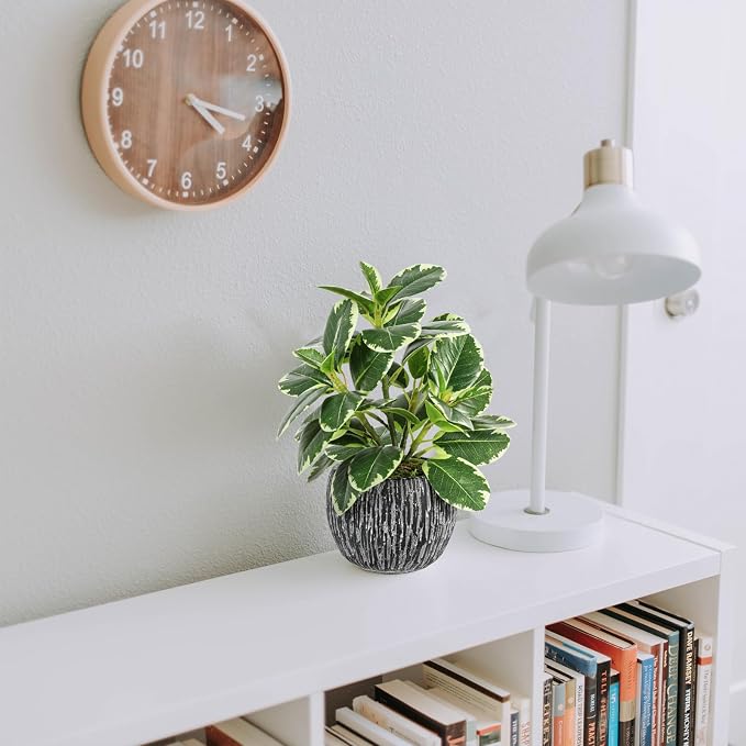 Artificial Plants Indoor Outdoor, Faux Variegated Oak Leaf Plant, Fake Potted - Image 6