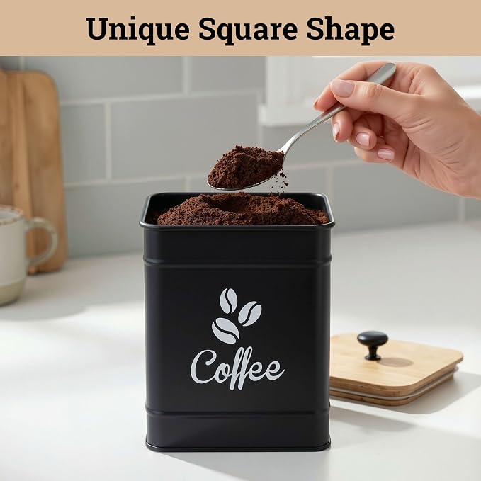 Airtight Coffee Canister - 40 oz Large Iron Black Coffee Container Airtight - 6 - Image 7