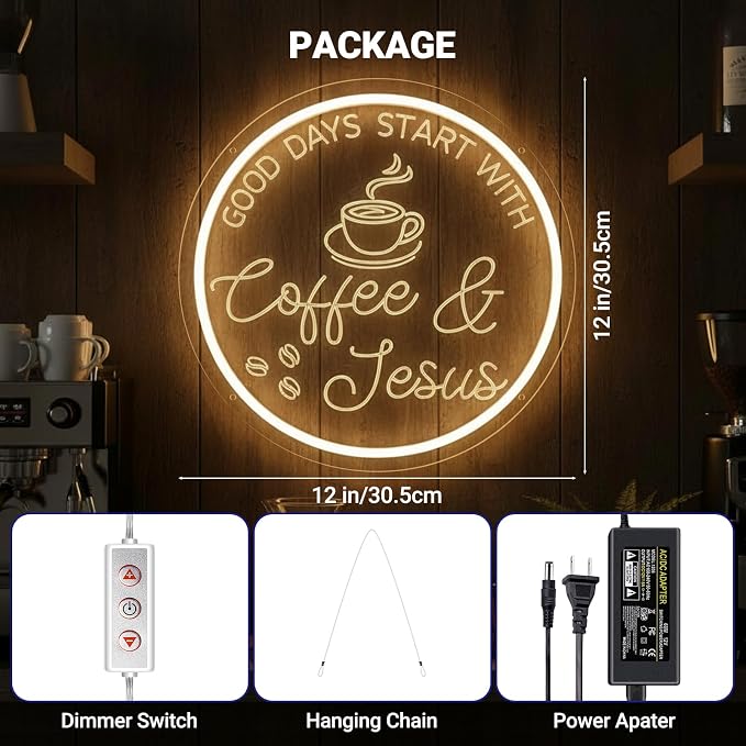 Coffee Bar Neon Sign, Warm White LED Coffee Light - Image 4
