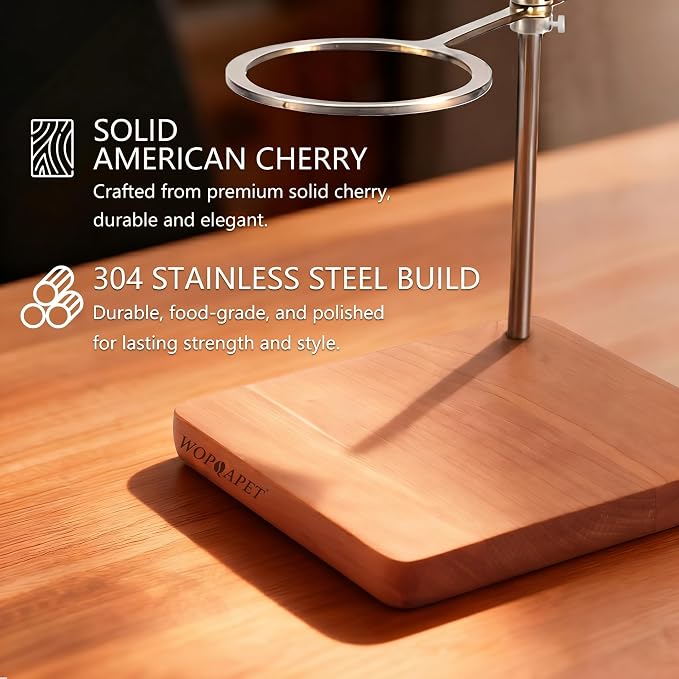Pour Over Stand with Cherry Wood Base & Stainless Steel 360° Adjustable Coffee - Image 5