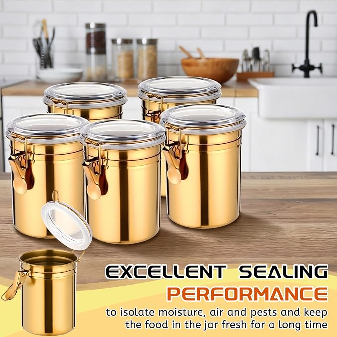 6 Pcs Stainless Steel Food Storage Containers Set Airtight Kitchen Canisters - Image 6