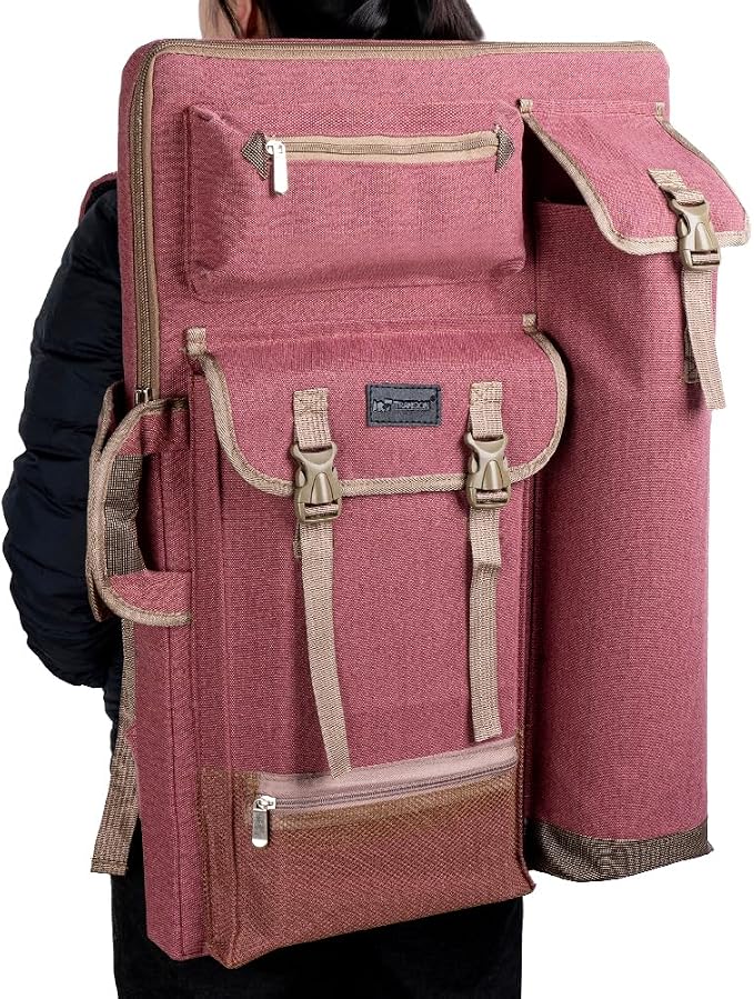 TRANSON Art Portfolio Case Artist Backpack Canvas Bag Large 26” x 19.5” - Image 7