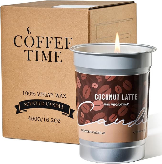 M&SENSE Coconut Latte Scented Candle, Soy Wax, 16.2oz | 100 Hours Long Lasting by MSENSE