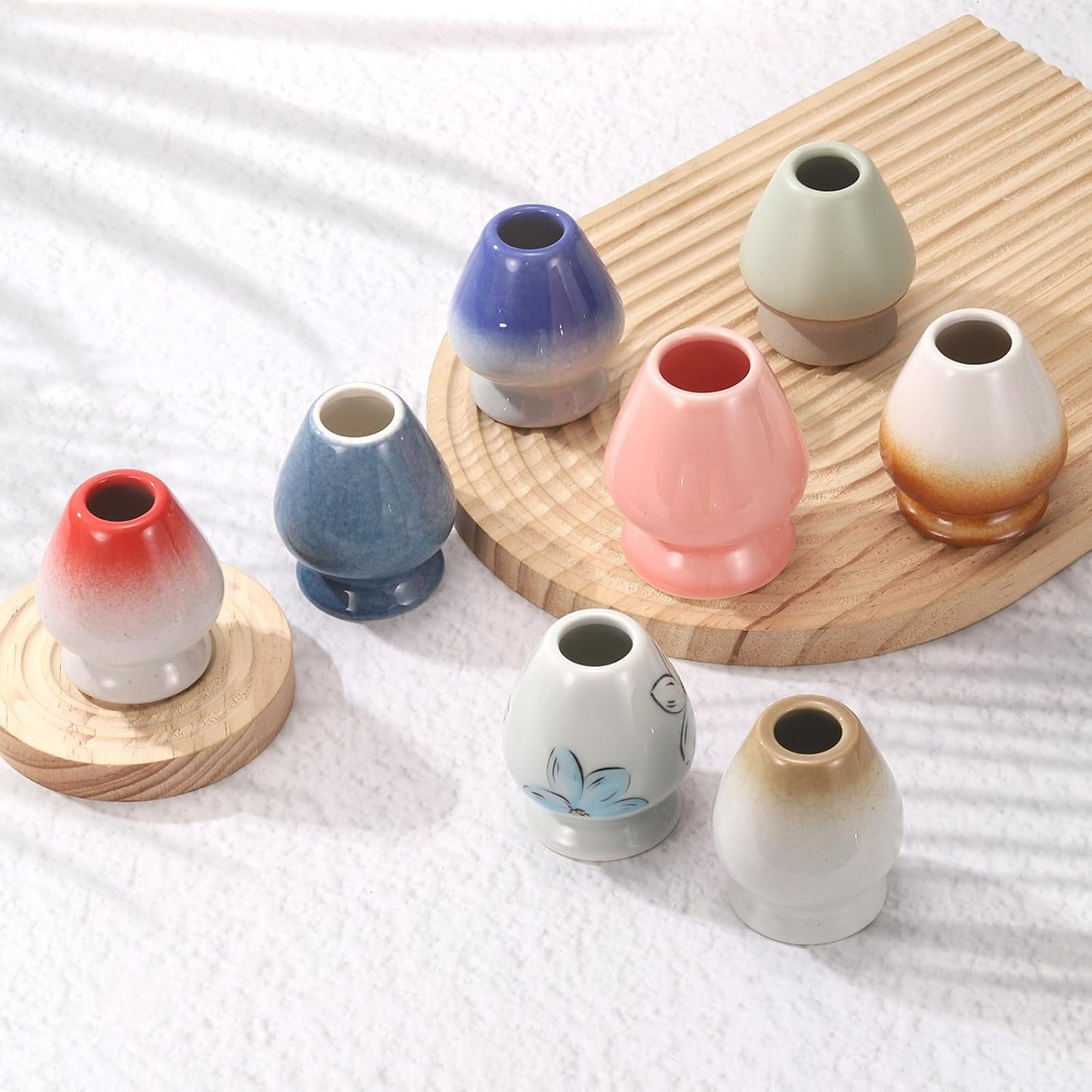 HARFINGTON Ceramic Chasen Stand 70mm Matcha Whisk Holder Teas Set Whisks Stand Traditional Matcha Tea Chasen Holder Tea Set Accessories for Tea Tasting, Cyan