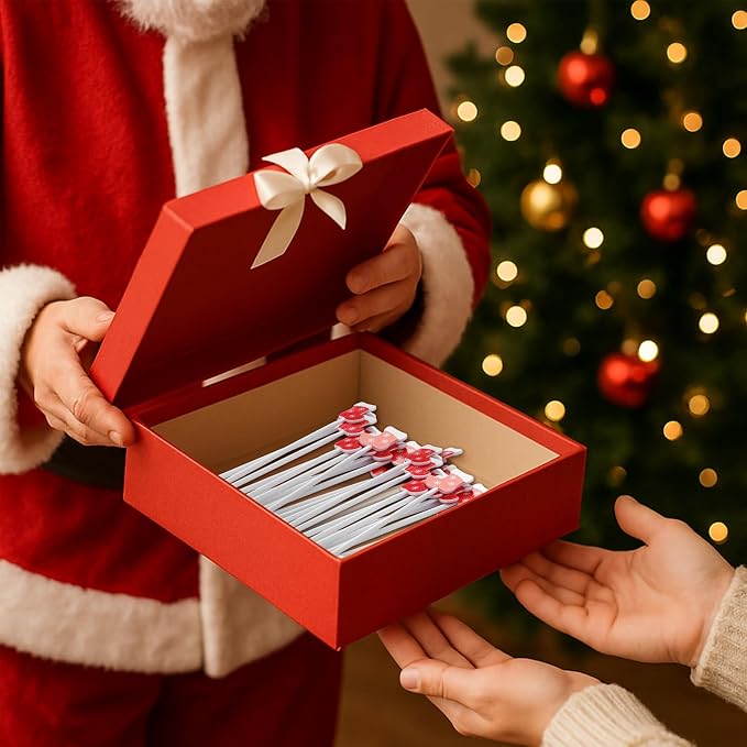 SiliFine 30 Pcs Winter Drink Stirrers Xmas Stir Stick Holiday Coffee Swizzle - Image 3